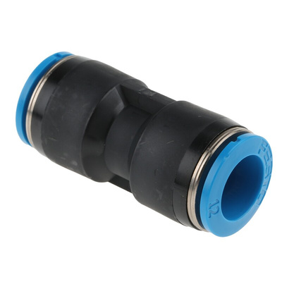 Festo QS Series Straight Tube-to-Tube Adaptor, Push In 12 mm to Push In 12 mm, Tube-to-Tube Connection Style, 153035