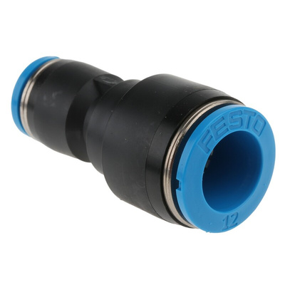 Festo QS Series Reducer Nipple, Push In 12 mm to Push In 8 mm, Tube-to-Tube Connection Style, 130608