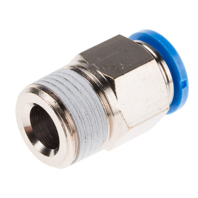 Festo QS Series Straight Threaded Adaptor, R 3/8 Male to Push In 10 mm, Threaded-to-Tube Connection Style, 153008