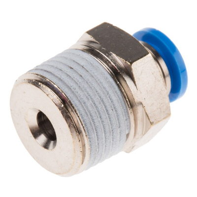 Festo QS Series Straight Threaded Adaptor, R 3/8 Male to Push In 6 mm, Threaded-to-Tube Connection Style, 190645