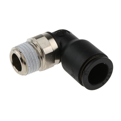 Legris LF3000 Series Elbow Threaded Adaptor, R 1/4 Male to Push In 10 mm, Threaded-to-Tube Connection Style