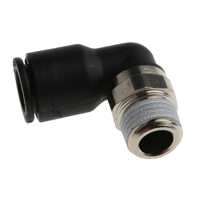 Legris LF3000 Series Elbow Threaded Adaptor, R 1/4 Male to Push In 10 mm, Threaded-to-Tube Connection Style