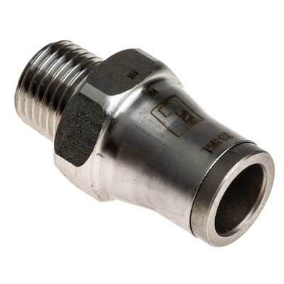 Legris LF3800 Series Straight Threaded Adaptor, R 1/4 Male to Push In 10 mm, Threaded-to-Tube Connection Style