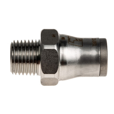 Legris LF3800 Series Straight Threaded Adaptor, R 1/4 Male to Push In 10 mm, Threaded-to-Tube Connection Style