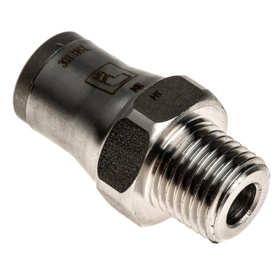 Legris LF3800 Series Straight Threaded Adaptor, R 1/4 Male to Push In 10 mm, Threaded-to-Tube Connection Style