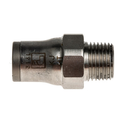 Legris LF3800 Series Straight Threaded Adaptor, R 1/8 Male to Push In 6 mm, Threaded-to-Tube Connection Style