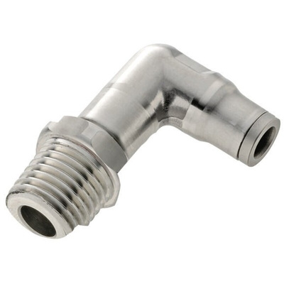 Legris LF3800 Series Elbow Threaded Adaptor, R 1/4 Male to Push In 10 mm, Threaded-to-Tube Connection Style