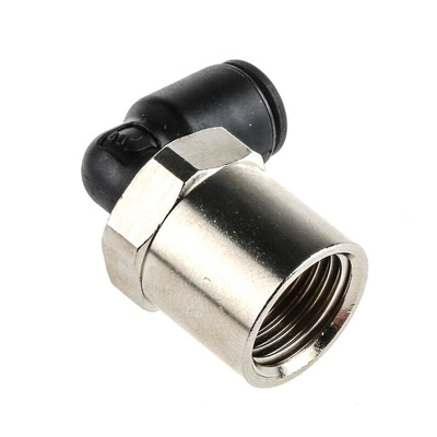 Legris LF3000 Series Elbow Threaded Adaptor, G 1/4 Female to Push In 6 mm, Threaded-to-Tube Connection Style