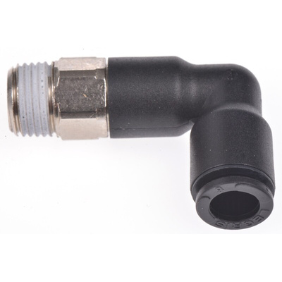 Legris LF3000 Series Elbow Threaded Adaptor, R 1/8 Male to Push In 6 mm, Threaded-to-Tube Connection Style