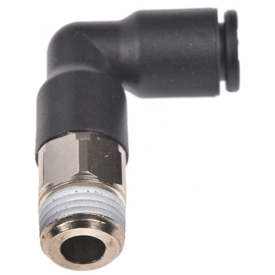 Legris LF3000 Series Elbow Threaded Adaptor, R 1/8 Male to Push In 6 mm, Threaded-to-Tube Connection Style