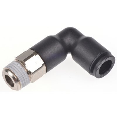 Legris LF3000 Series Elbow Threaded Adaptor, R 1/8 Male to Push In 6 mm, Threaded-to-Tube Connection Style