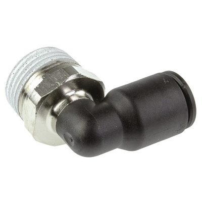Legris LF3000 Series Elbow Threaded Adaptor, R 3/8 Male to Push In 8 mm, Threaded-to-Tube Connection Style