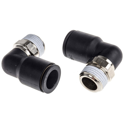 Legris LF3000 Series Elbow Threaded Adaptor, R 3/8 Male to Push In 12 mm, Threaded-to-Tube Connection Style