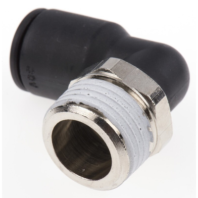 Legris LF3000 Series Elbow Threaded Adaptor, R 1/2 Male to Push In 12 mm, Threaded-to-Tube Connection Style