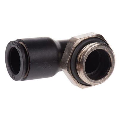Legris LF3000 Series Elbow Threaded Adaptor, G 3/8 Male to Push In 10 mm, Threaded-to-Tube Connection Style