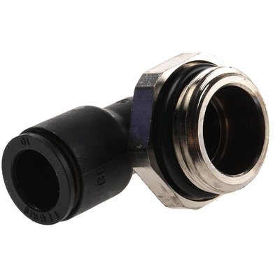 Legris LF3000 Series Elbow Threaded Adaptor, G 1/2 Male to Push In 10 mm, Threaded-to-Tube Connection Style