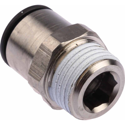 Legris LF3000 Series Straight Threaded Adaptor, R 1/2 Male to Push In 14 mm, Threaded-to-Tube Connection Style