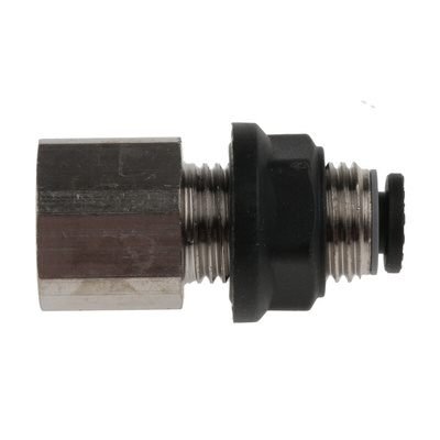 Legris LF3000 Series Bulkhead Threaded-to-Tube Adaptor, G 1/8 Female to Push In 4 mm, Threaded-to-Tube Connection Style