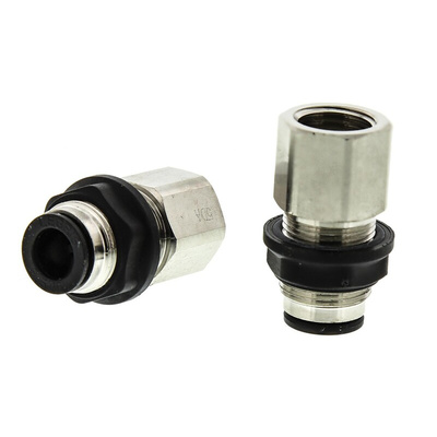 Legris LF3000 Series Bulkhead Threaded-to-Tube Adaptor, G 1/4 Female to Push In 8 mm, Threaded-to-Tube Connection Style