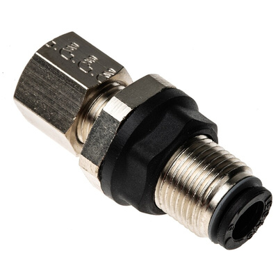 Legris LF3000 Series Bulkhead Tube-to-Tube Adaptor, Push In 6 mm to Push In 6 mm, Tube-to-Tube Connection Style