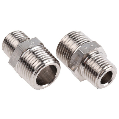 Legris LF3000 Series Straight Threaded Adaptor, R 1/4 Male to R 3/8 Male, Threaded Connection Style