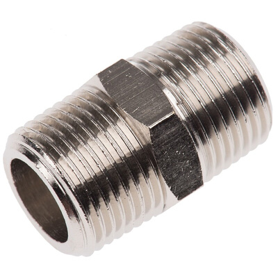 Legris LF3000 Series Straight Threaded Adaptor, R 3/8 Male to R 3/8 Male, Threaded Connection Style