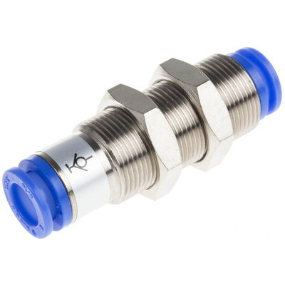 SMC KC Series Bulkhead Tube-to-Tube Adaptor, Push In 8 mm to Push In 8 mm, Tube-to-Tube Connection Style