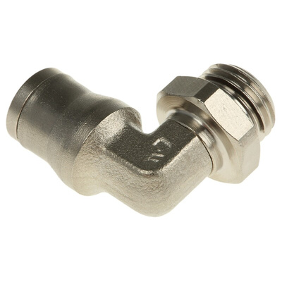 Legris LF3600 Series Elbow Threaded Adaptor, G 1/4 Male to Push In 8 mm, Threaded-to-Tube Connection Style