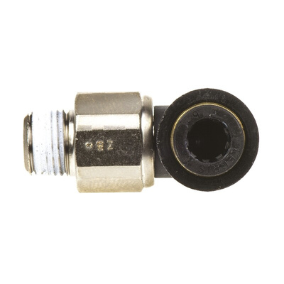 Legris LF3000 Series Elbow Threaded Adaptor, R 1/8 Male to Push In 6 mm, Threaded-to-Tube Connection Style