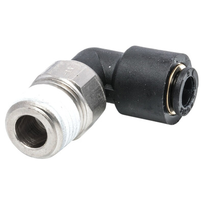 Legris LF3000 Series Elbow Threaded Adaptor, R 1/4 Male to Push In 6 mm, Threaded-to-Tube Connection Style