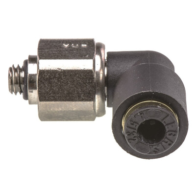 Legris LF3000 Series Elbow Threaded Adaptor, M5 Male to Push In 4 mm, Threaded-to-Tube Connection Style