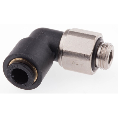 Legris LF3000 Series Elbow Threaded Adaptor, G 1/8 Male to Push In 6 mm, Threaded-to-Tube Connection Style