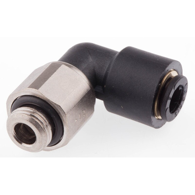 Legris LF3000 Series Elbow Threaded Adaptor, G 1/8 Male to Push In 6 mm, Threaded-to-Tube Connection Style