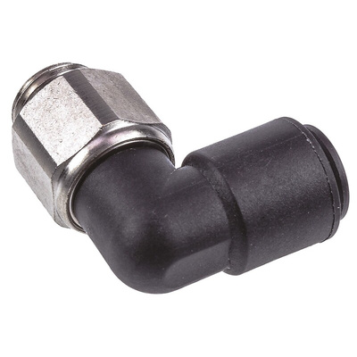 Legris LF3000 Series Elbow Threaded Adaptor, G 1/4 Male to Push In 8 mm, Threaded-to-Tube Connection Style