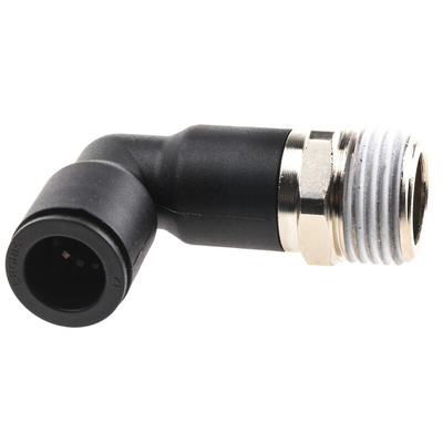 Legris LF3000 Series Elbow Threaded Adaptor, R 1/2 Male to Push In 12 mm, Threaded-to-Tube Connection Style