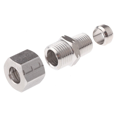Legris LF3000 Series Straight Threaded Adaptor, NPT 1/4 Male to Push In 10 mm, Threaded-to-Tube Connection Style