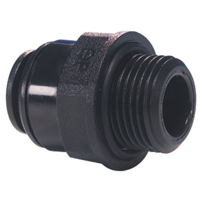 John Guest PM Series Straight Threaded Adaptor, G 1/8 Male to Push In 4 mm, Threaded-to-Tube Connection Style