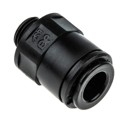 John Guest PM Series Straight Threaded Adaptor, G 1/8 Male to Push In 8 mm, Threaded-to-Tube Connection Style