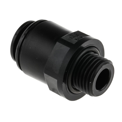 John Guest PM Series Straight Threaded Adaptor, G 1/4 Male to Push In 10 mm, Threaded-to-Tube Connection Style