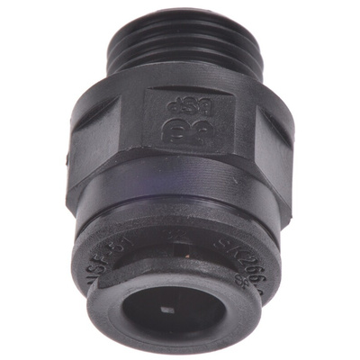 John Guest PM Series Straight Threaded Adaptor, G 1/4 Male to Push In 8 mm, Threaded-to-Tube Connection Style