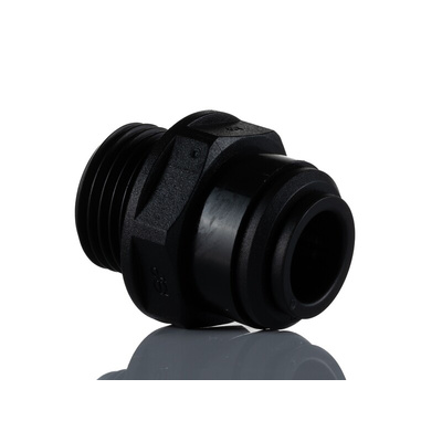 John Guest PM Series Straight Threaded Adaptor, Push In 12 mm to G 1/2 Male, Threaded-to-Tube Connection Style