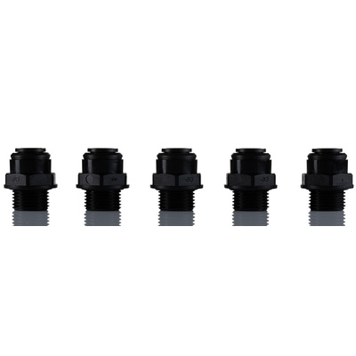 John Guest PM Series Straight Threaded Adaptor, Push In 12 mm to G 1/2 Male, Threaded-to-Tube Connection Style