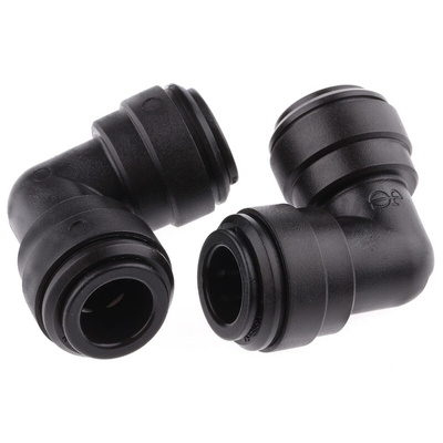 John Guest PM Series Elbow Tube-toTube Adaptor, Push In 10 mm to Push In 10 mm, Tube-to-Tube Connection Style