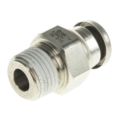 SMC KQG2 Series Straight Threaded Adaptor, R 1/8 Male to Push In 6 mm, Threaded-to-Tube Connection Style
