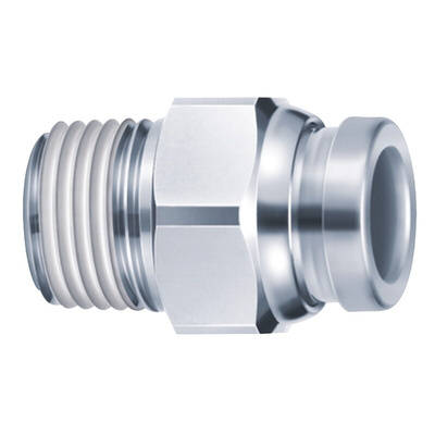 SMC KQG2 Series Straight Threaded Adaptor, R 1/4 Male to Push In 8 mm, Threaded-to-Tube Connection Style