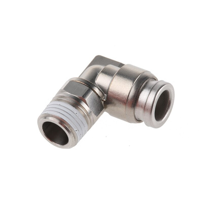 SMC KQG2 Series Elbow Threaded Adaptor, R 1/8 Male to Push In 6 mm, Threaded-to-Tube Connection Style