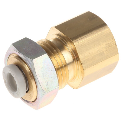 SMC KQ2 Series Bulkhead Threaded-to-Tube Adaptor, Rc 1/8 Female to Push In 4 mm, Threaded-to-Tube Connection Style