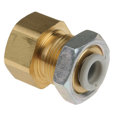 SMC KQ2 Series Bulkhead Threaded-to-Tube Adaptor, Rc 1/8 Female to Push In 6 mm, Threaded-to-Tube Connection Style