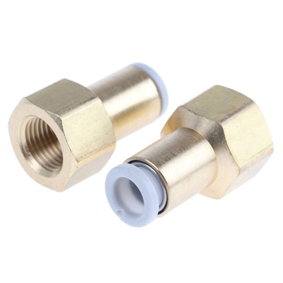 SMC KQ2 Series Straight Threaded Adaptor, Rc 1/8 Female to Push In 6 mm, Threaded-to-Tube Connection Style