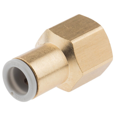 SMC KQ2 Series Straight Threaded Adaptor, Rc 1/4 Female to Push In 8 mm, Threaded-to-Tube Connection Style